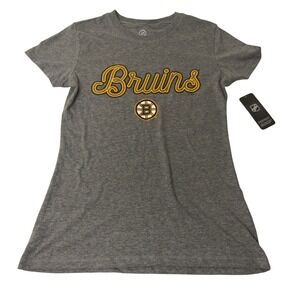 NHL Boston Bruins Graphic Tee Shirt Gray New Women Size S 4/6